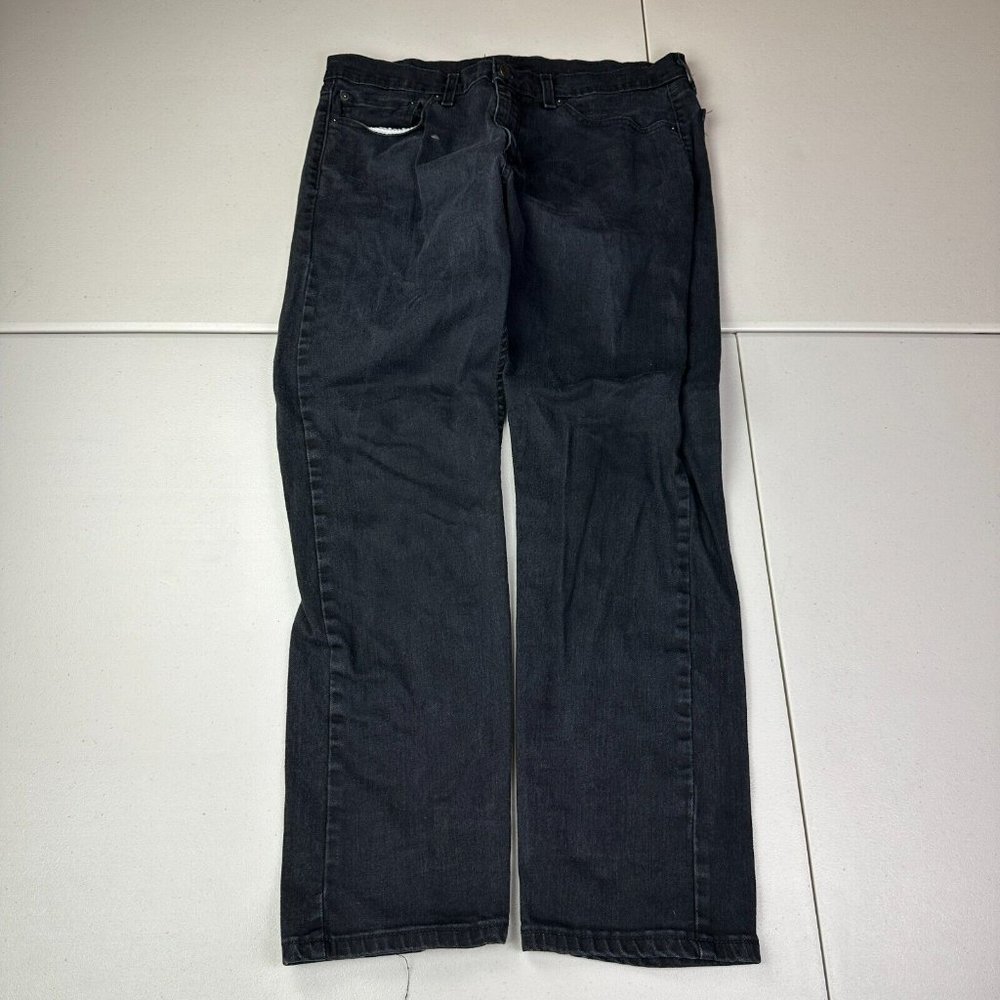 Levis 505 Mens 36x30 Black Regular Fit Straight Leg Denim Jeans *Missing Button*